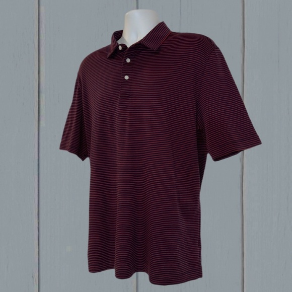 UNTUCKit Men’s Polo Shirt XL Red Navy Stripe Cotton Short Sleeve “Axios” - Picture 4 of 10